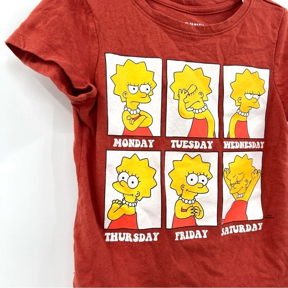 OLD NAVY Girl's Burnt Orange Short Sleeve Lisa Simpson Graphic T-Shirt Size S